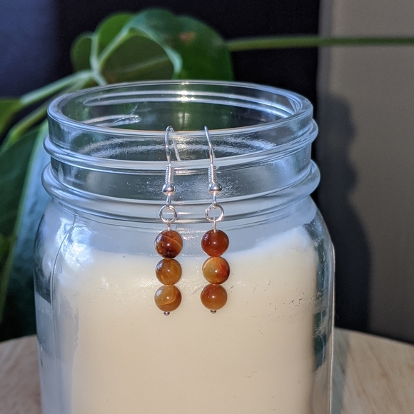 Tigers eye sterling silver 925 stamped earrings - Picture 1 of 3